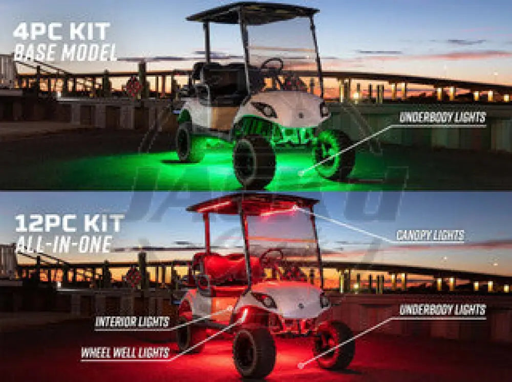 12-Volt Million Color Expandable LED 4-Seater Golf Cart Underbody Lighting Kit Accessories